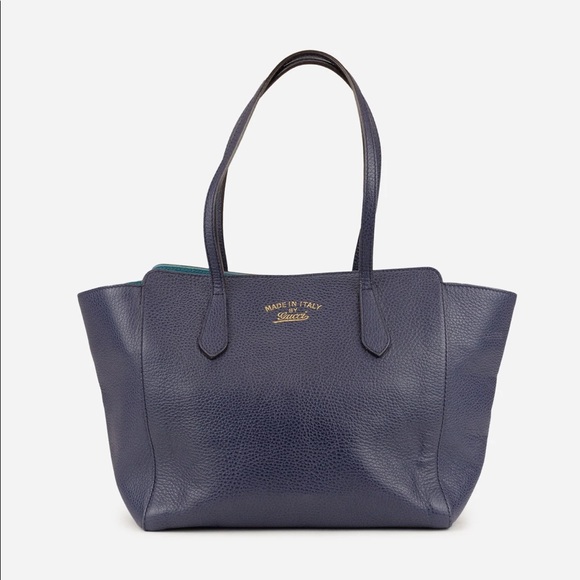 Gucci Navy Leather Swing Tote - Picture 1 of 12